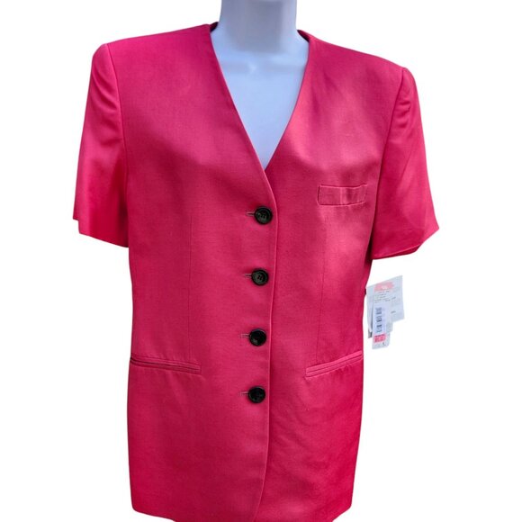 NEW Rena Rowan Womens Blazer Suit Top Size 4 Pink Button-Down Short Sleeve USA - Picture 3 of 12